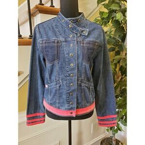LADY ENYCE LADIES DENIM BLUE JACKET - RED TRIM- SIZE M